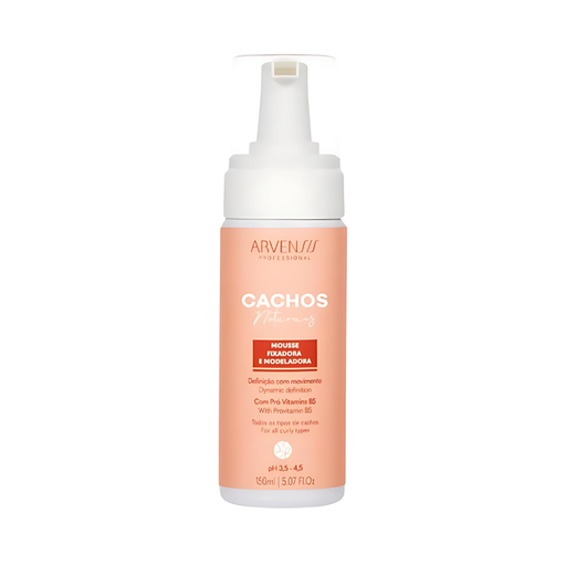 Arvensis Cachos Naturais Styling and Fixing Mousse 150ml for firm curl definition without stiffness – Buy now at MKPBR.COM – Worldwide Shipping