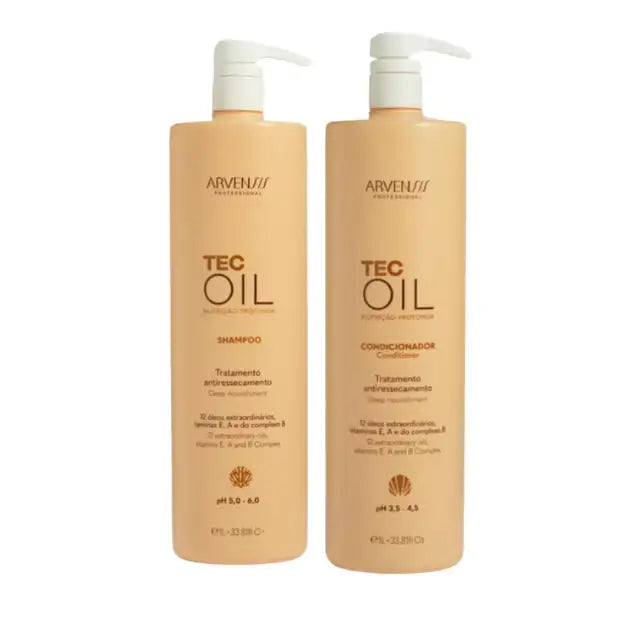 Arvensis Tec Oil Salon Size Duo Kit - Deep Nutrition Shampoo & Conditioner, 1 Liter Each – Buy now at MKPBR.COM – Worldwide Shipping