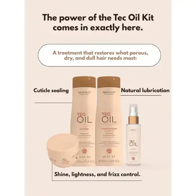 Arvensis Tec Oil Complete Hair Transformation Kit - 4-piece set for deep nutrition & repair – Buy now at MKPBR.COM – Worldwide Shipping
