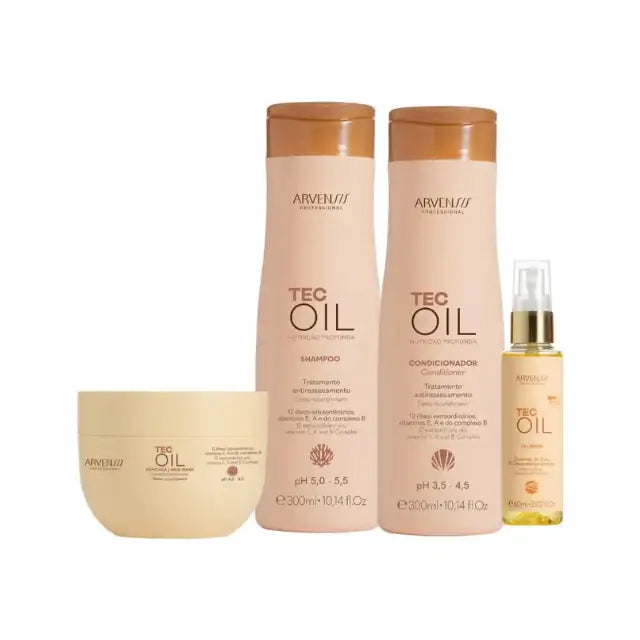 Arvensis Tec Oil Kit - Shampoo, Conditioner, Mask (300ml), Elixir (60ml) for damaged hair – Buy now at MKPBR.COM – Worldwide Shipping