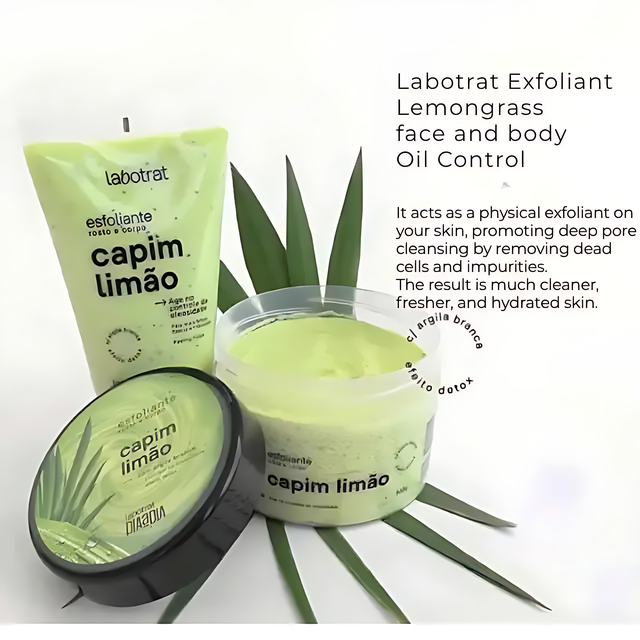 Authentic Brazilian Labotrat Scrub Lemongrass White Clay for Fresh Skin – Buy now at MKPBR.COM – Worldwide Shipping