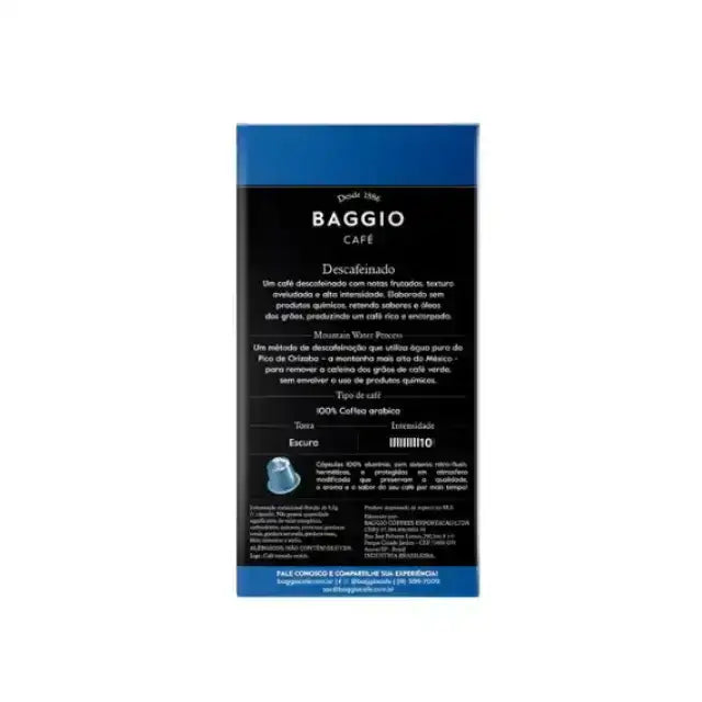MKPBR Wellness offering Baggio Café Decaffeinated Nespresso capsules, a premium chemical-free decaf coffee from Brazil. – Buy now at MKPBR.COM – Worldwide Shipping
