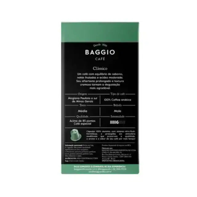 MKPBR Wellness offering Baggio Café Clássico Nespresso capsules, a premium Brazilian coffee. – Buy now at MKPBR.COM – Worldwide Shipping