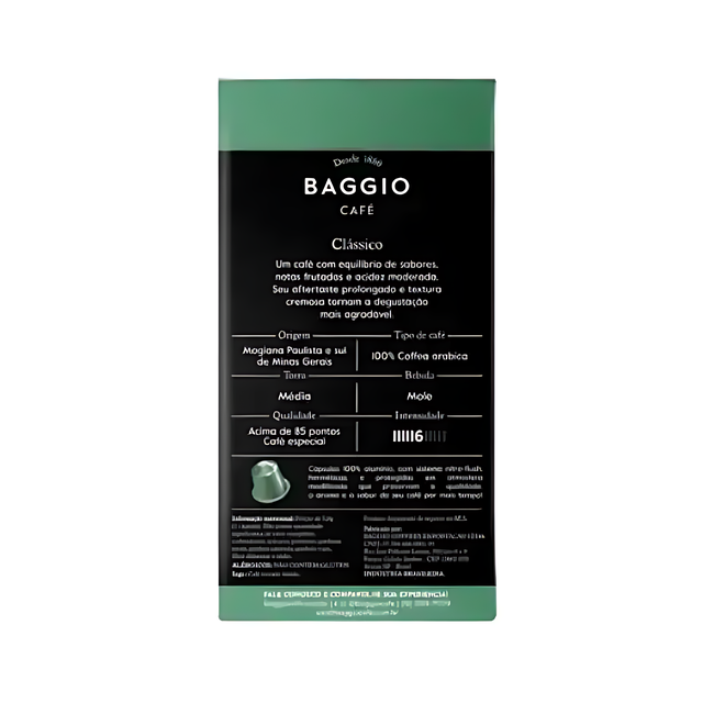 MKPBR Wellness offering Baggio Café Clássico Nespresso capsules, a premium Brazilian coffee. – Buy now at MKPBR.COM – Worldwide Shipping