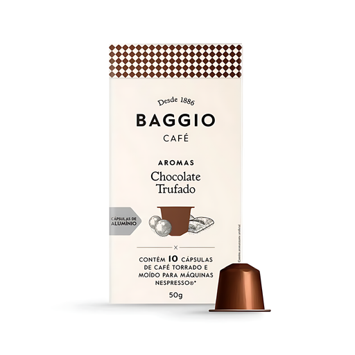 Baggio Café Chocolate Truffle Nespresso compatible coffee capsules, 10 count, showcasing rich aroma. – Buy now at MKPBR.COM – Worldwide Shipping