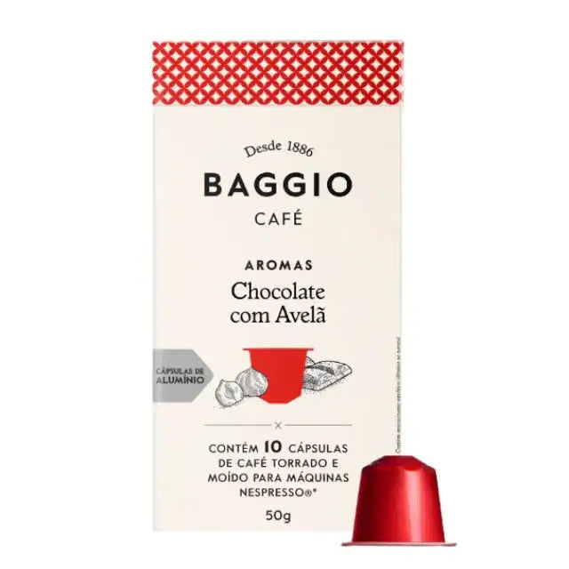 Baggio Kaffee Schokolade Haselnuss Nespresso® Kapseln: Eine köstliche Verbindung von Schokolade und Haselnuss (10 Kapseln) - brasilianischer Arabica Kaffee