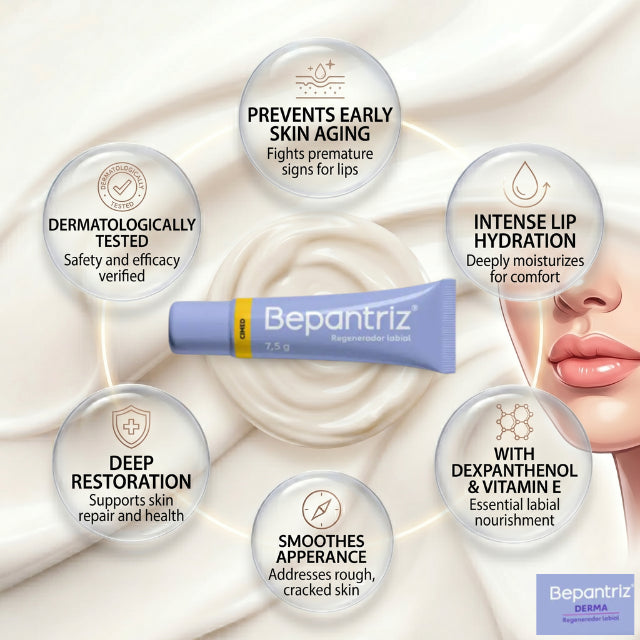 Bepantriz Derma Ultra-Hydrating Lip Regenerator 0.25 oz with Vitamin E and B5 – Buy now at MKPBR.COM – Worldwide Shipping