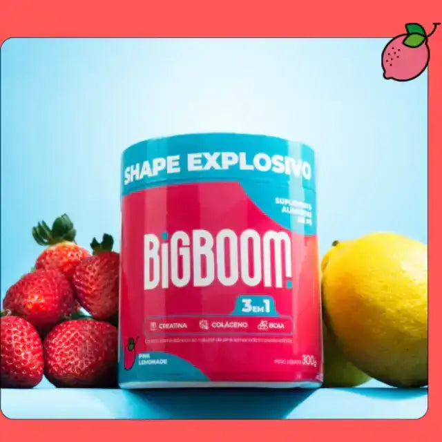 BigBoom 3-in-1 Creatine Pink Lemonade flavor with natural strawberry and lemon - Buy now at MKPBR.COM - Worldwide Shipping