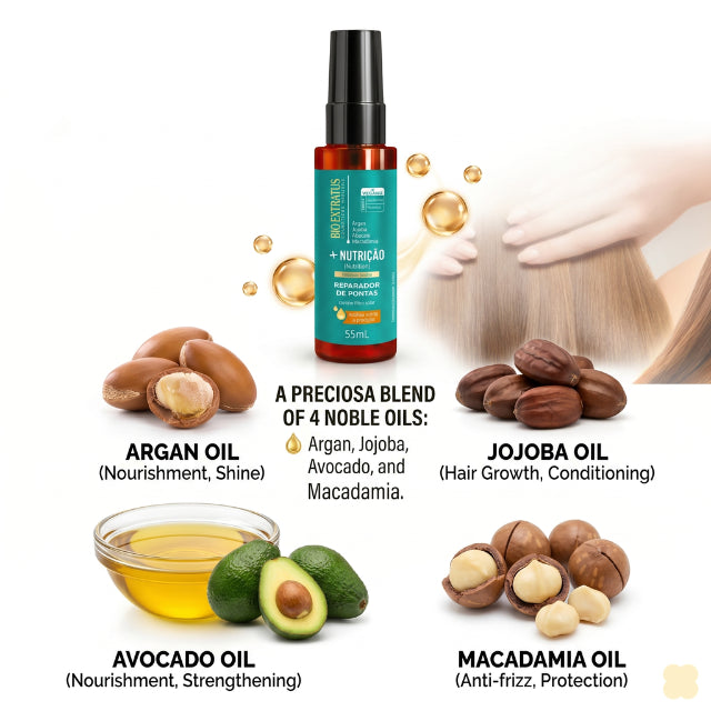 Bio Extratus Nourishing Hair Serum bottle angled view – Buy now at MKPBR.com – Worldwide Shipping