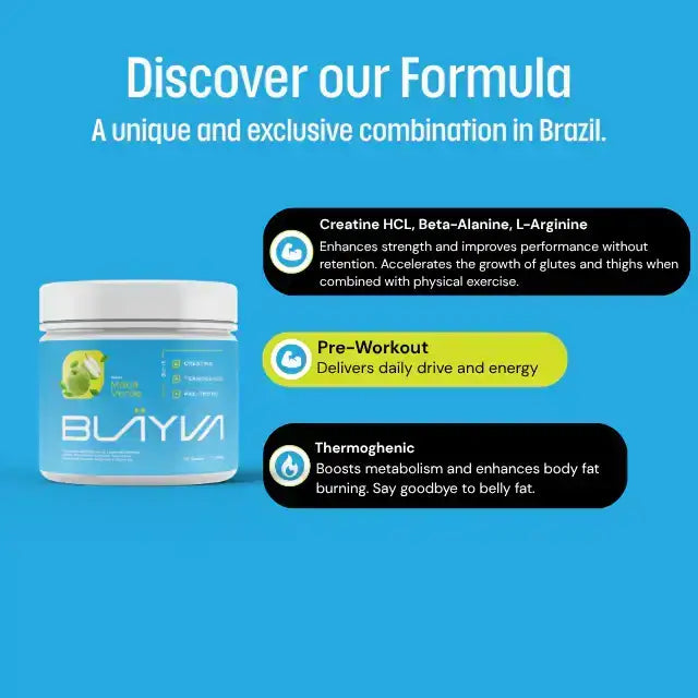 BLÄYVA Green Apple 3-in-1 Performance Powder: Formula with Creatine HCL, Beta-Alanine, L-Arginine, pre-workout, and thermogenic benefits – Buy now at MKPBR.COM – Worldwide Shipping