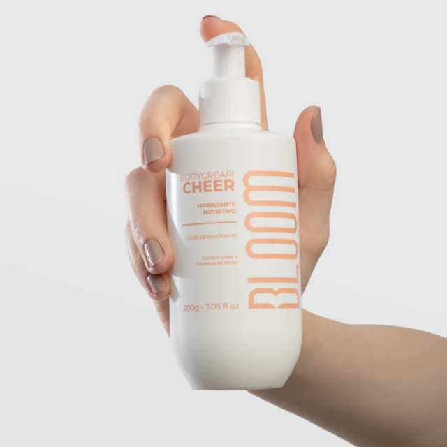 Bloom Body Cheer Deodorant Moisturizing Body Cream, Sweet Floral Scent + Long-Lasting Hydration – 7.05 oz (200 g) open jar product shot – Buy now at MKPBR.COM – Worldwide Shipping
