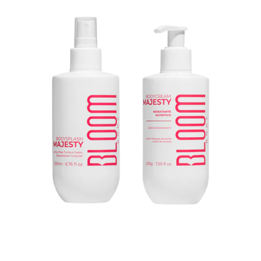 Bloom Body Majesty Kit Body Cream 7.05 oz (200 g) + Body Splash 6.76 fl oz (200 ml), Intense Floral Scent duo front set – Buy now at MKPBR.COM – Worldwide Shipping