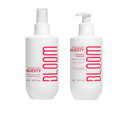 Bloom Body Majesty Kit Body Cream 7.05 oz (200 g) + Body Splash 6.76 fl oz (200 ml), Intense Floral Scent duo front set – Buy now at MKPBR.COM – Worldwide Shipping
