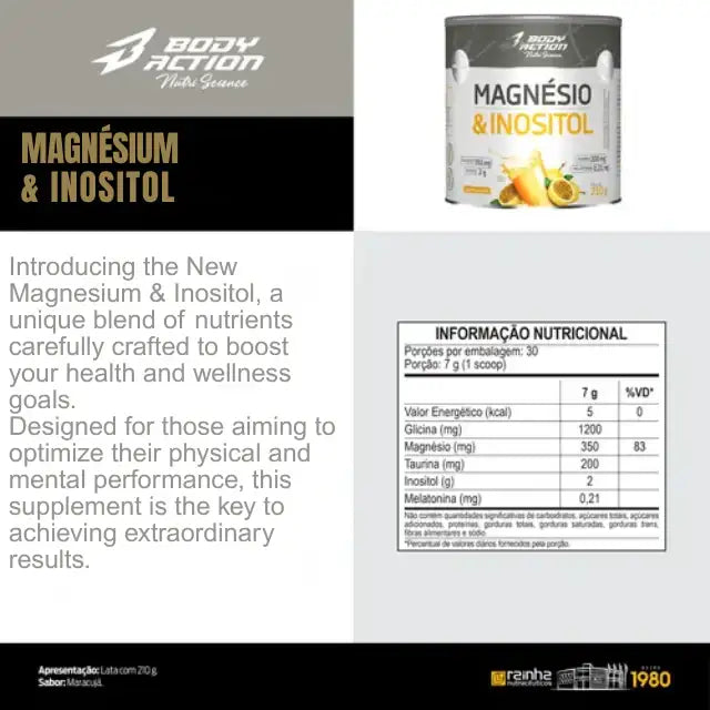 BodyAction Magnesium & Inositol Powder for Restful Sleep | 7.41 oz (210g) – Buy now at MKPBR.COM – Worldwide Shipping