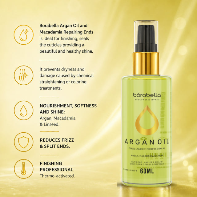 Borabella Argan & Macadamia Oil frizz control and gloss finish result – Buy now at MKPBR.COM – Worldwide Shipping