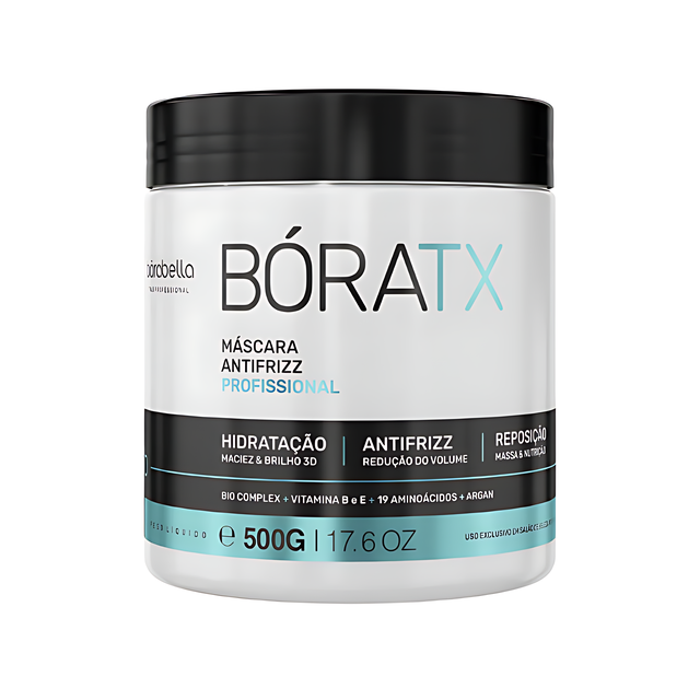 Borabella Bóratx 19 Amino Hair Botox Mask – 17.64 oz (500 g) jar front view for salon routines – Buy now at MKPBR.COM – Worldwide Shipping