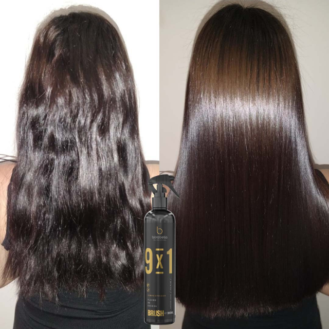 Borabella Brush 9-in-1 Blow Dry Fluid Leave-In 3D mirror shine finish after blow dry – Buy now at MKPBR.COM – Worldwide Shipping