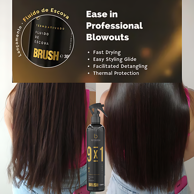 Borabella Brush 9-in-1 Blow Dry Fluid Leave-In professional blowout brush glide and detangling support – Buy now at MKPBR.COM – Worldwide Shipping