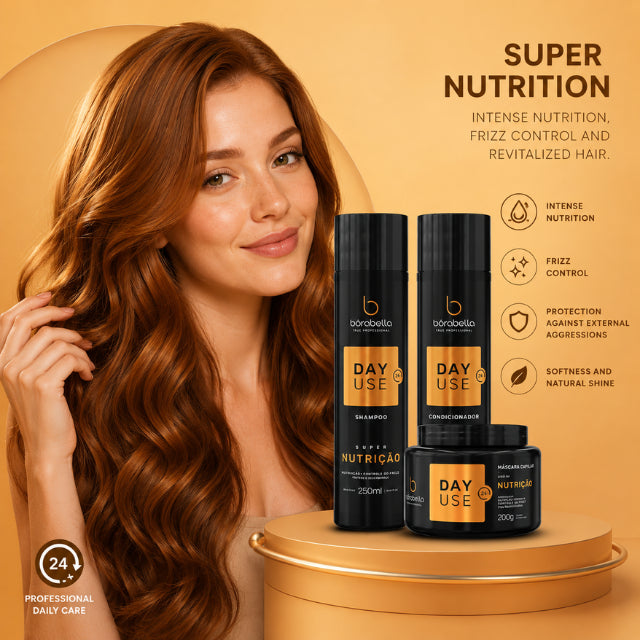 Borabella Day Use Super Nutrition daily hair care routine for frizz-free nourished hair – Buy now at MKPBR.COM – Worldwide Shipping