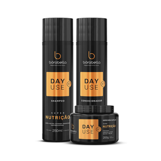 Borabella Day Use Super Nutrition Kit – Shampoo 250ml Conditioner 250ml and Mask 200g – front view – Buy now at MKPBR.COM – Worldwide Shipping