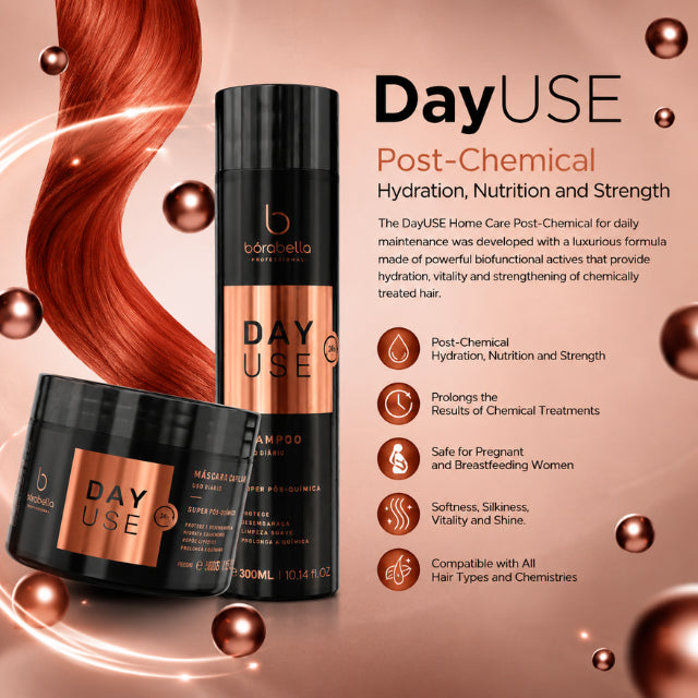 Borabella DayUSE active ingredients Argan Oil Caviar Extract Keratin and Arginine highlights – Buy now at MKPBR.COM – Worldwide Shipping