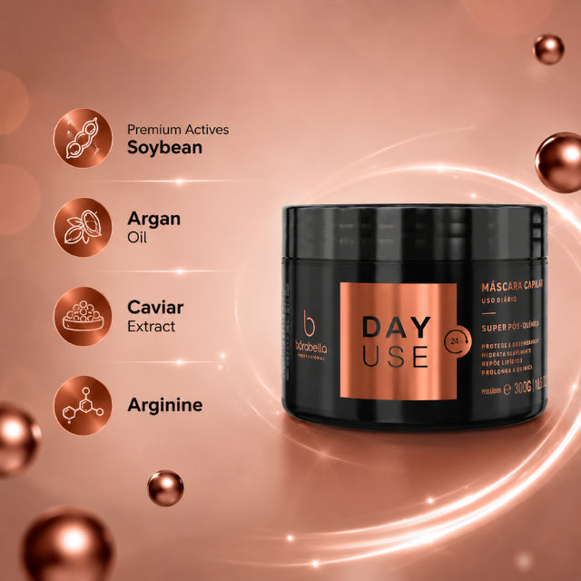 Borabella DayUSE Post-Chemical Hair Mask active ingredients Argan Caviar Keratin Arginine and Panthenol – Buy now at MKPBR.COM – Worldwide Shipping
