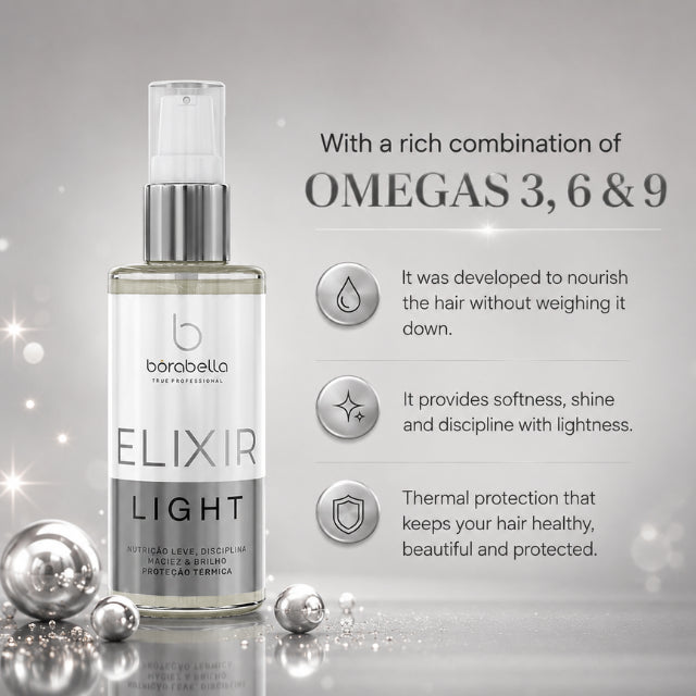 Borabella Elixir Light Hair Oil Omega 3, 6, and 9 ingredients highlights – Buy now at MKPBR.COM – Worldwide Shipping