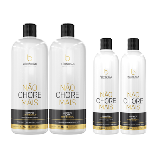 Borabella Não Chore Mais Professional Smoothing Kit (Step 1 + Step 2) – 23.66 fl oz (700 ml) or 67.62 fl oz (2 L) front view – Buy now at MKPBR.COM – Worldwide Shipping