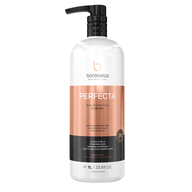 Borabella Perfecta Bio Definitive Professional Smoothing & Thermal Realignment – 12 Oils + 19 Amino Acids – 1L front view – Buy now at MKPBR.COM – Worldwide Shipping