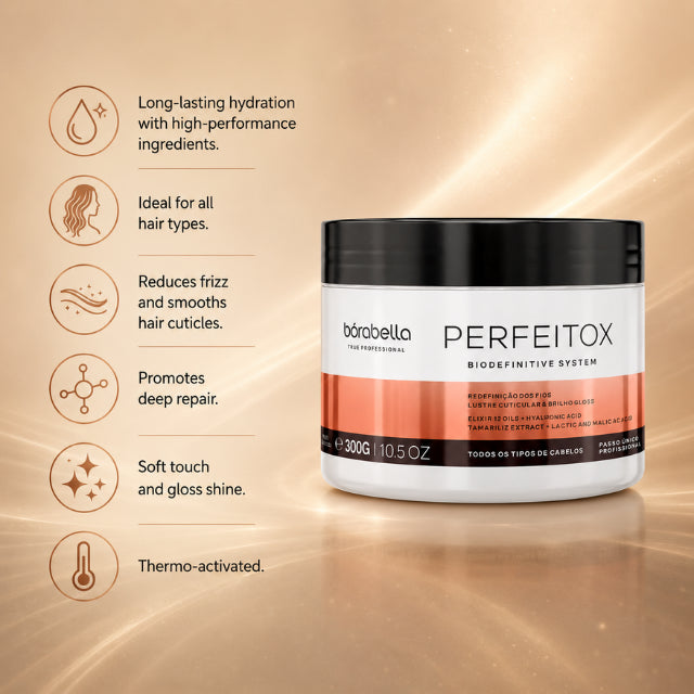 Borabella Perfeitox Bio Definitive System 19 amino acids and 12 noble oils ingredients highlights – Buy now at MKPBR.COM – Worldwide Shipping