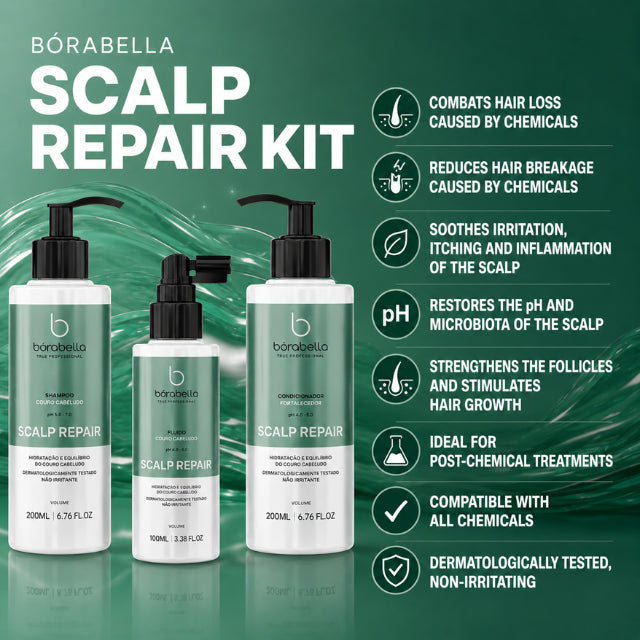 Borabella Scalp Repair Kit soothing results for irritated inflamed scalp after chemical procedures – Buy now at MKPBR.COM – Worldwide Shipping