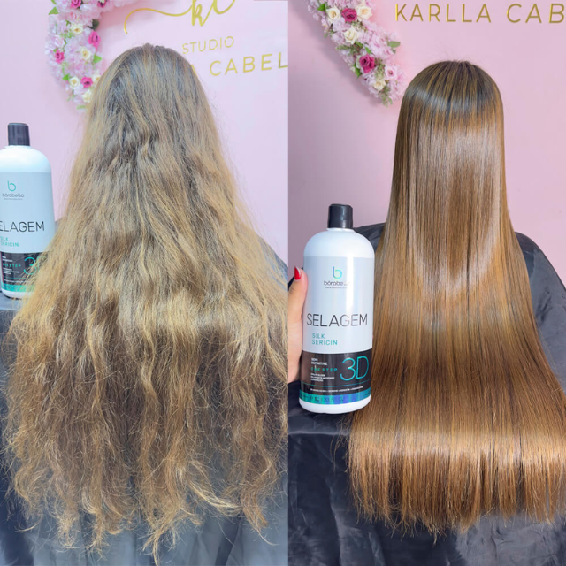 Borabella Selagem 3D Brilho Gloss Sealant before and after results for hair alignment – Buy now at MKPBR.COM – Worldwide Shipping