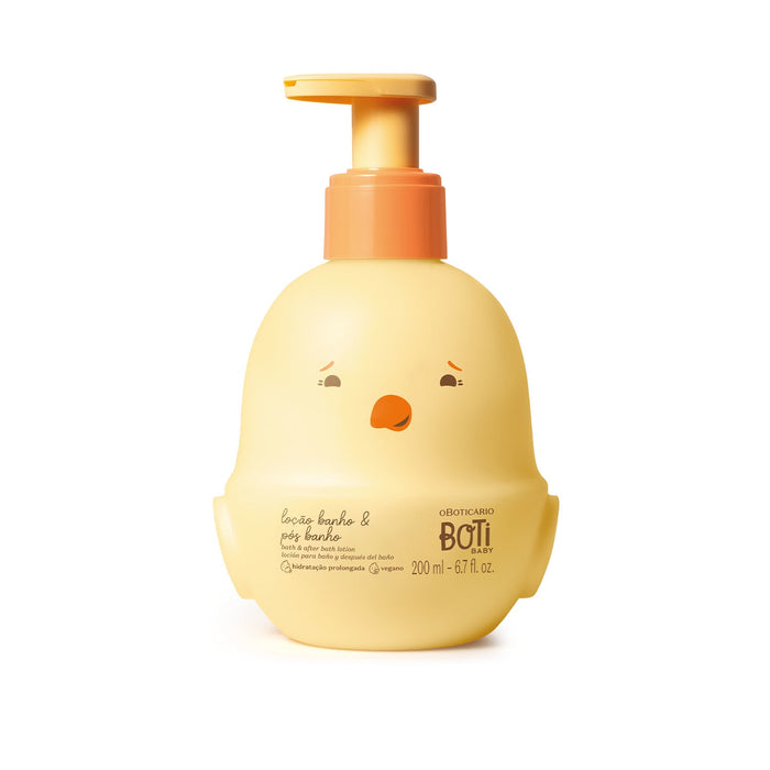 O Boticario Boti Baby Bath and After-Bath Baby Lotion 200 ml front view of the refillable Brazilian bottle – Buy now at MKPBR.COM – Worldwide Shipping