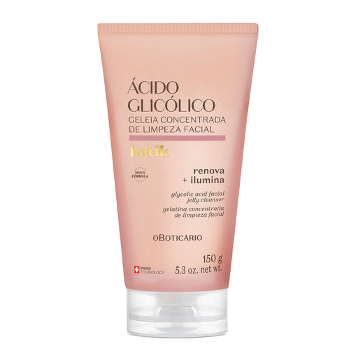 Boticário Botik Ácido Glicólico Concentrated Cleansing Jelly 150 g jar front view, Brazilian glycolic acid face wash for cell renewal – Buy now at MKPBR.COM – Worldwide Shipping