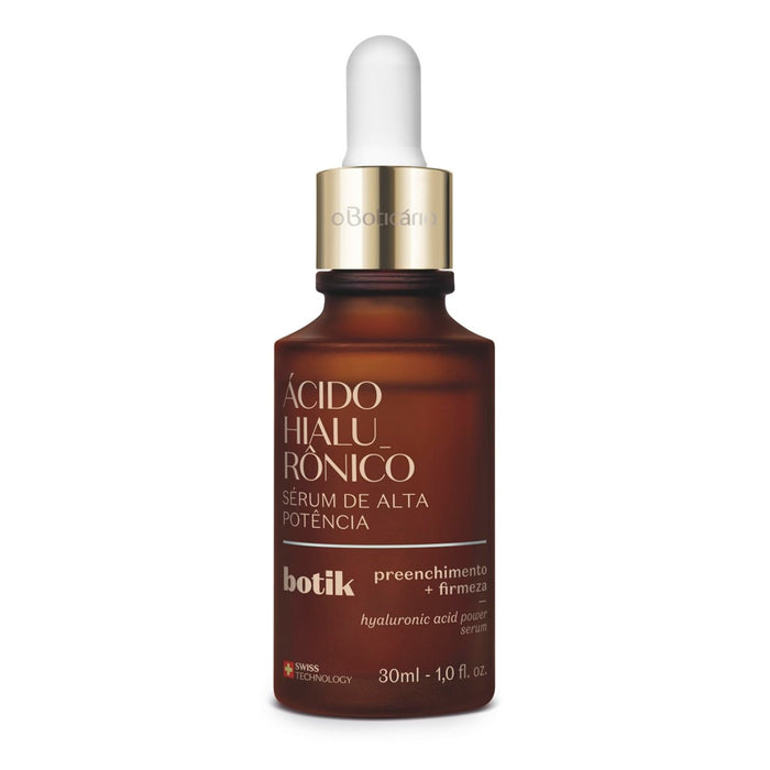 Boticario Botik High Potency Pure Hyaluronic Acid Facial Serum 30ml bottle front view with dropper cap, Brazilian anti-aging hydrating face serum – Buy now at MKPBR.COM – Worldwide Shipping