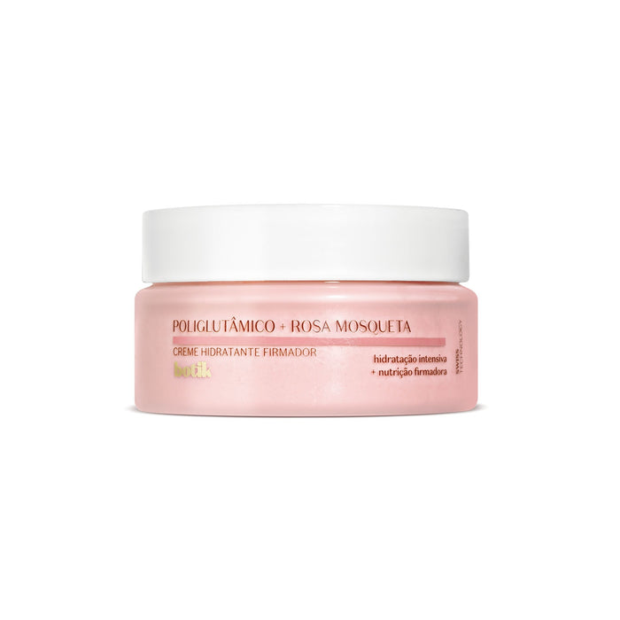 Boticario Botik Polyglutamic Acid and Rosehip Face Cream 1.76 oz 50 g pink jar front view, Brazilian daily face moisturizer for adult skin – Buy now at MKPBR.COM – Worldwide Shipping