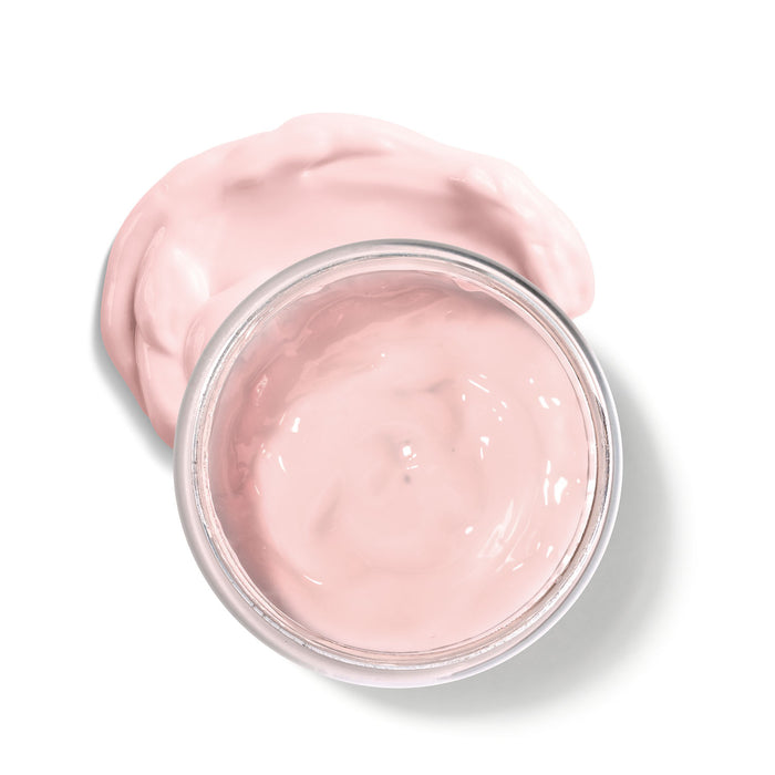 Pink satiny cream texture swatch of Boticario Botik Polyglutamic Acid and Rosehip Face Cream, showing the rich fast-absorbing 50 g formula – Buy now at MKPBR.COM – Worldwide Shipping