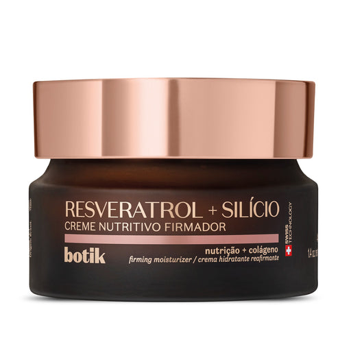 Boticário Botik Resveratrol & Silicon Nourishing Face Cream 40 g front view of the frosted dark glass jar with rose gold lid – Buy now at MKPBR.COM – Worldwide Shipping