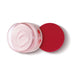 Top view of the open Boticário Cuide-se Bem Cereja de Fases body cream jar filled with pale pink cream next to its red lid – Buy now at MKPBR.COM – Worldwide Shipping