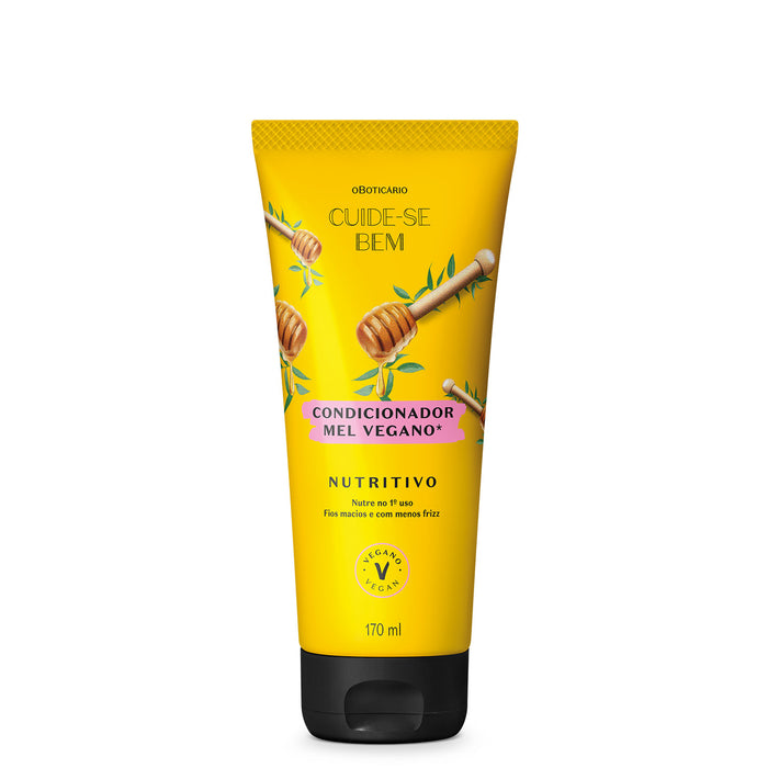 Boticário Cuide-se Bem Feira Mel Vegano vegan honey conditioner 170 ml bottle front view, Brazilian vegan hair care for all hair types – Buy now at MKPBR.COM – Worldwide Shipping