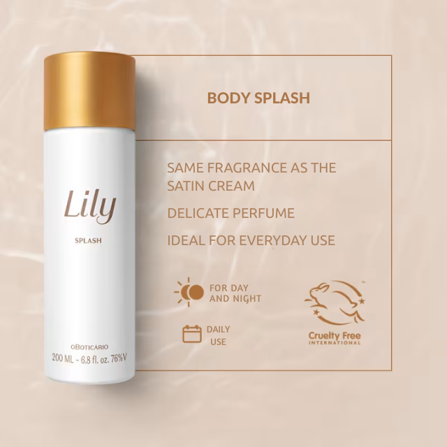 Boticário Lily Body Splash layered with Lily cream – Buy now at MKPBR.COM – Worldwide Shipping