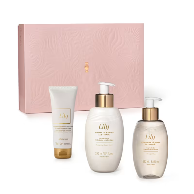 Boticário Lily Luxury Body Care Gift Set – 3-Step Satin Skin