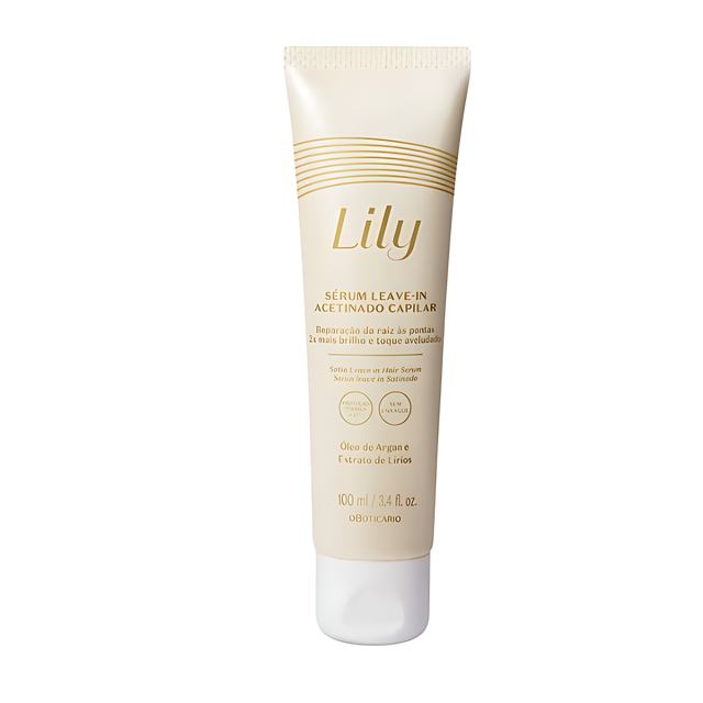 Boticário Lily Satin Hair Leave-in Serum 3.38 fl oz for thermal and UV protection – Buy now at MKPBR.COM – Worldwide Shipping