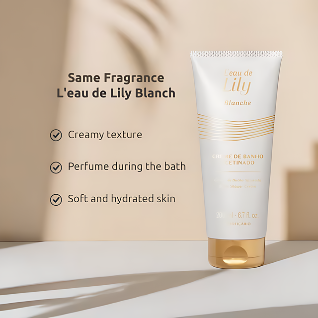 Boticário Lily Satin Hydrating Body Cream 2.65 oz for 48h moisture – Buy now at MKPBR.COM – Worldwide Shipping