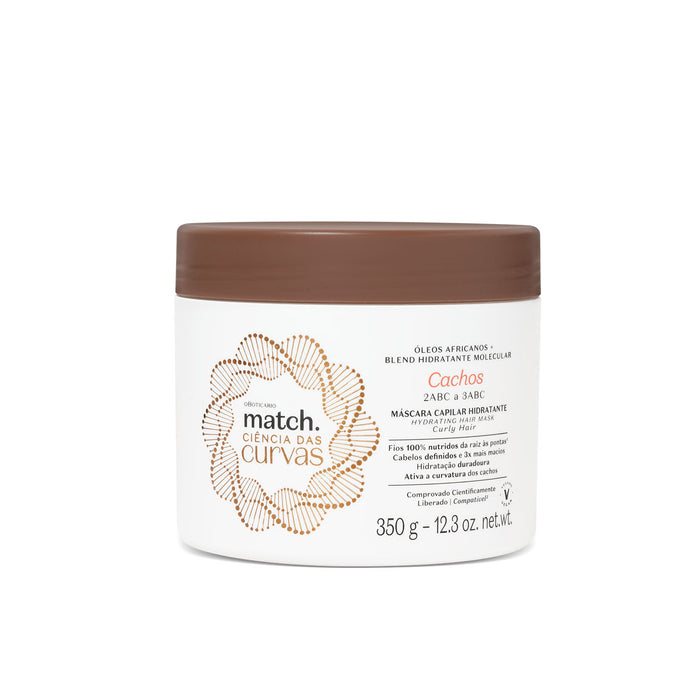 O Boticário Match Ciência das Curvas hydrating hair mask for curly hair, 12.35 oz (350 g) jar shown front on – Buy now at MKPBR.COM – Worldwide Shipping