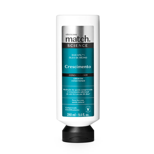 Boticário Match Science Crescimento Conditioner 280 ml Brazilian hair conditioner bottle front view – Buy now at MKPBR.COM – Worldwide Shipping