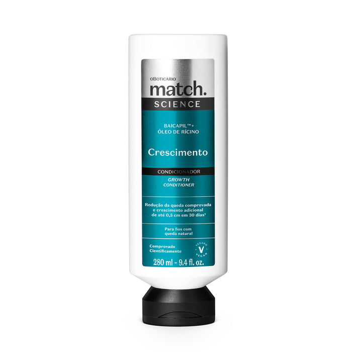 Boticário Match Science Crescimento Conditioner 280 ml Brazilian hair conditioner bottle front view – Buy now at MKPBR.COM – Worldwide Shipping