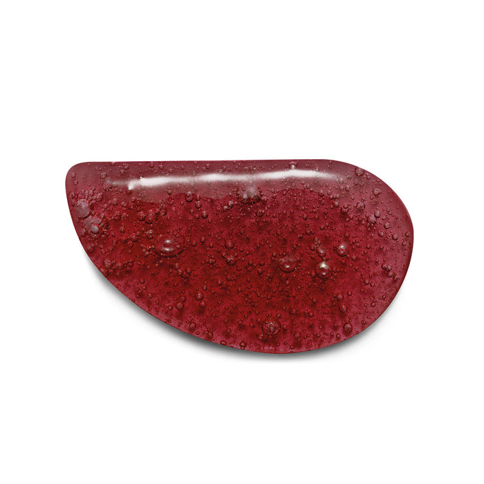Deep red gel texture swatch of Boticário Nativa SPA Cereja Rouge Perfumed Body Wash showing its creamy lathering shower gel formula – Buy now at MKPBR.COM – Worldwide Shipping