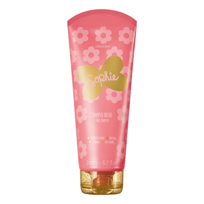 Boticário Sophie Kids Shampoo 200ml bottle front view, Brazilian gentle shampoo with argan oil and panthenol for girls aged 7 to 12 – Buy now at MKPBR.COM – Worldwide Shipping