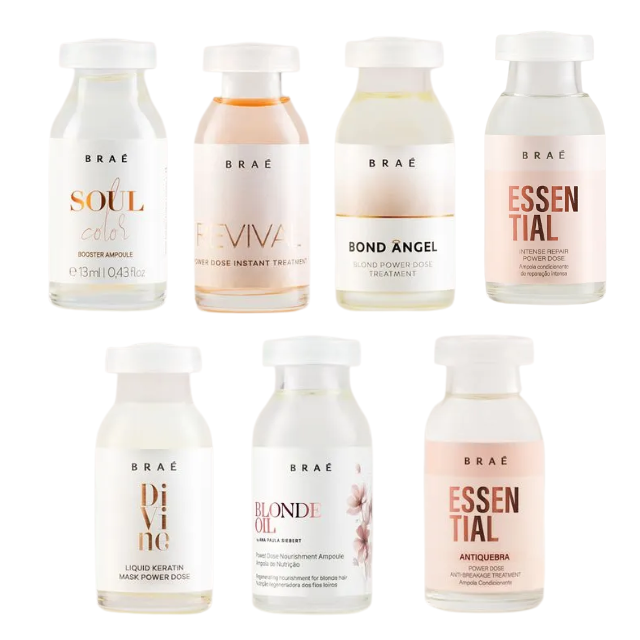 Braé Intense Treatment Ampoules Collection 13ml - Choose from Soul Color, Bond Angel, Essential, Divine, Revival, Blonde Oil for targeted hair transformation – Buy now at MKPBR.COM – Worldwide Shipping